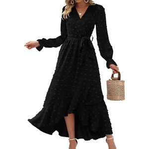 BTFBM Long Sleeve Maxi Dresses for Women Fall(Black)