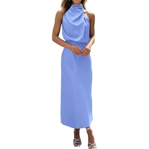 BTFBM Mock Neck Cocktail Dresses for Women Summer(Blue)