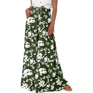 BTFBM Wide Leg Flowy Palazzo Pants for Women(Print Army Green White)