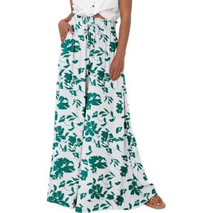 BTFBM Wide Leg Flowy Palazzo Pants for Women(Print Green)