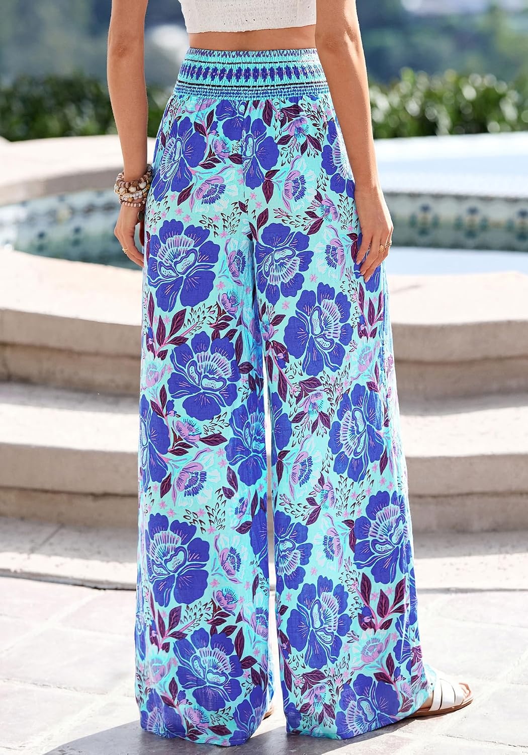 image:imageBTFBM Floral Summer Wide Leg Pants Woman 2026Blue