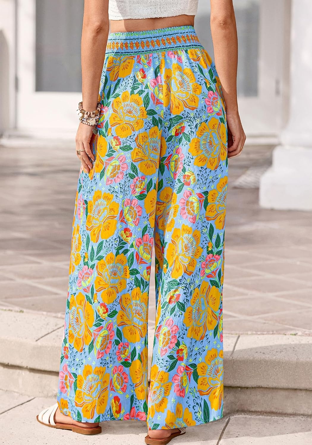 image:imageBTFBM Floral Summer Wide Leg Pants Woman 2026Light Blue