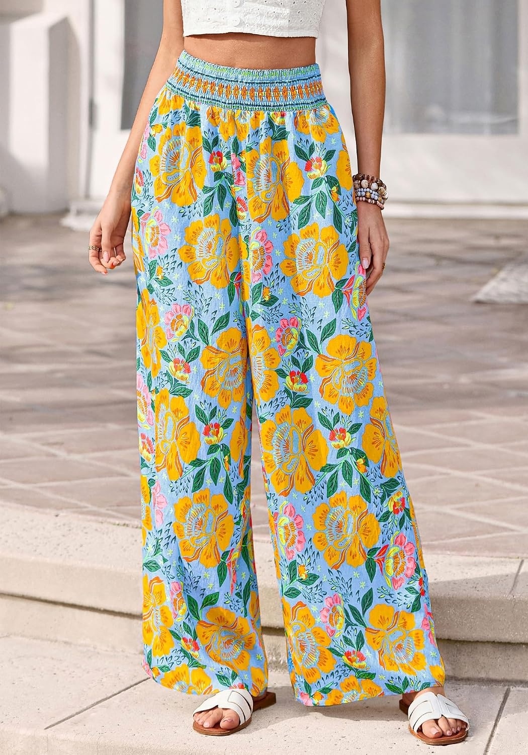 image:imageBTFBM Floral Summer Wide Leg Pants Woman 2026Light Blue
