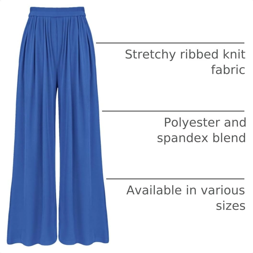 image:imageBTFBM High Waist Palazzo Pants for Women Rib KnitBlue
