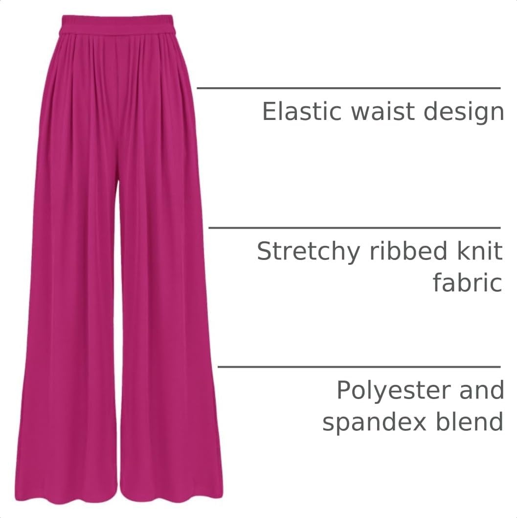 image:imageBTFBM High Waist Palazzo Pants for Women Rib KnitRose Red