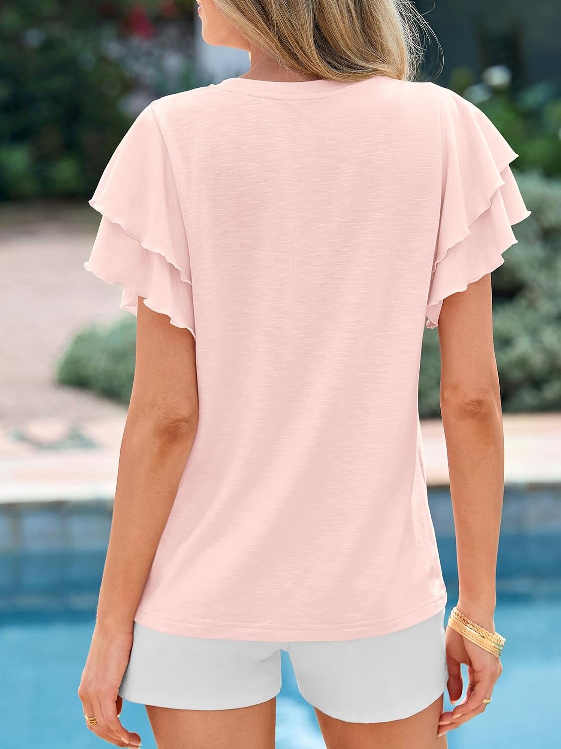 image:imageBTFBM Ruffle Sleeve Summer Tops for Women 2026Pink