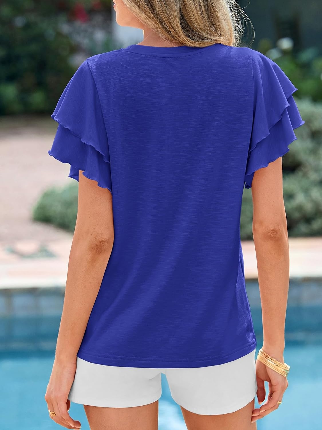 image:imageBTFBM Ruffle Sleeve Summer Tops for Women 2026Royal Blue