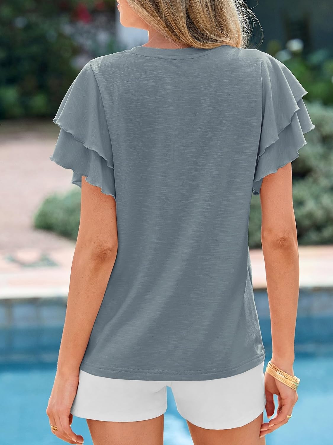 image:imageBTFBM Ruffle Sleeve Summer Tops for Women 2026Sage Green