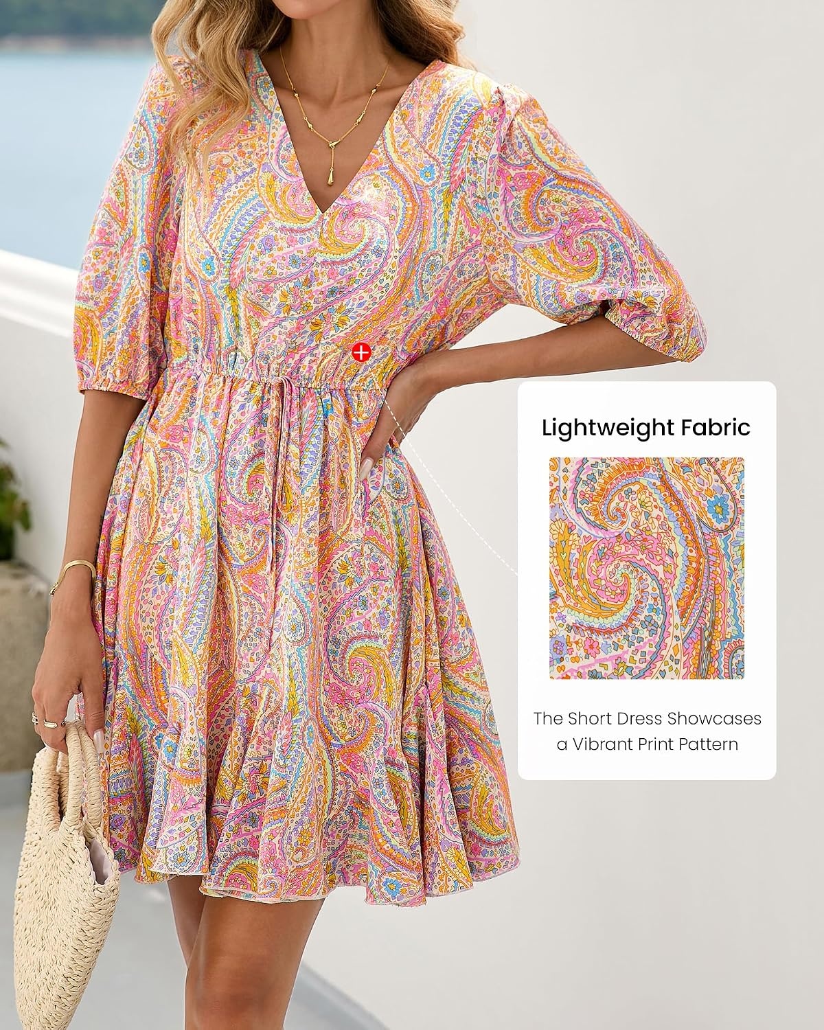 image:imageBTFBM Summer Mini Floral Dress for Women Beach VacationFloral Multicolored