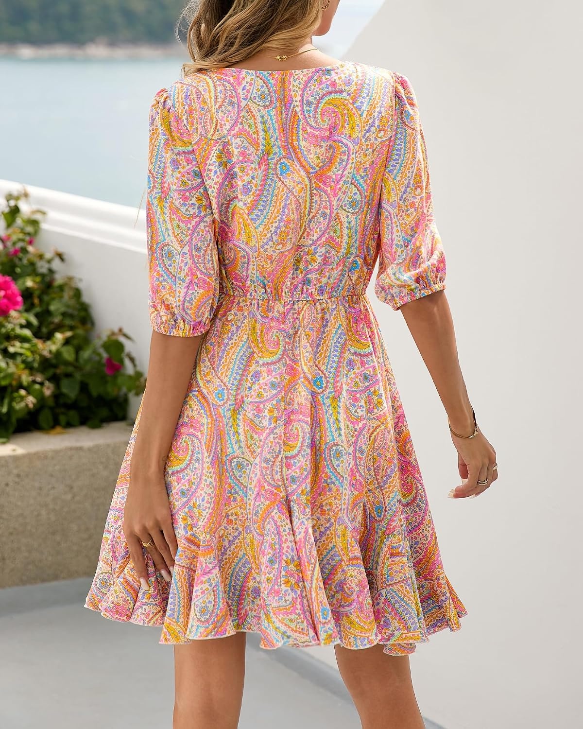 image:imageBTFBM Summer Mini Floral Dress for Women Beach VacationFloral Multicolored