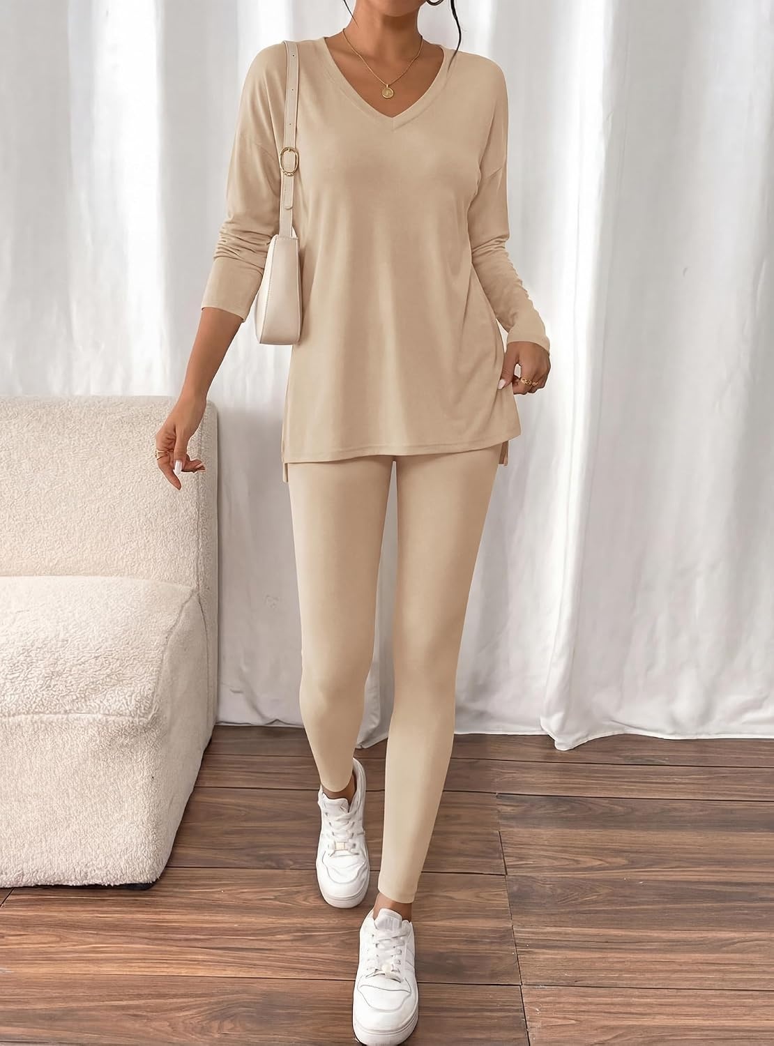 image:imageBTFBM Women 2 Piece Lounge Set Airport Travel OutfitsApricot