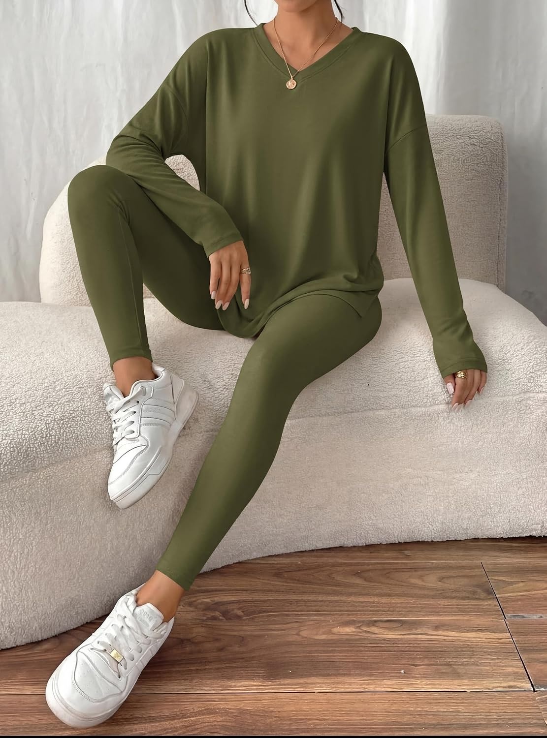 image:imageBTFBM Women 2 Piece Lounge Set Airport Travel OutfitsArmy Green