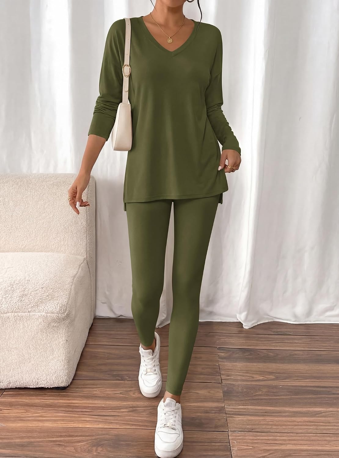 image:imageBTFBM Women 2 Piece Lounge Set Airport Travel OutfitsArmy Green