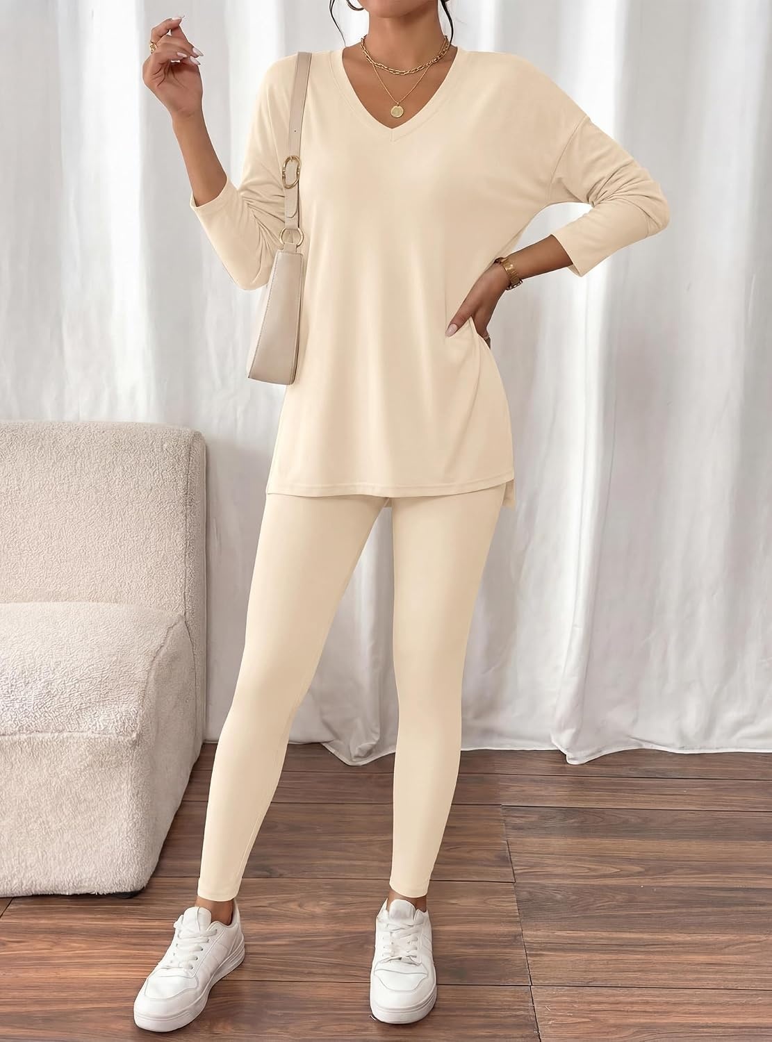image:imageBTFBM Women 2 Piece Lounge Set Airport Travel OutfitsBeige