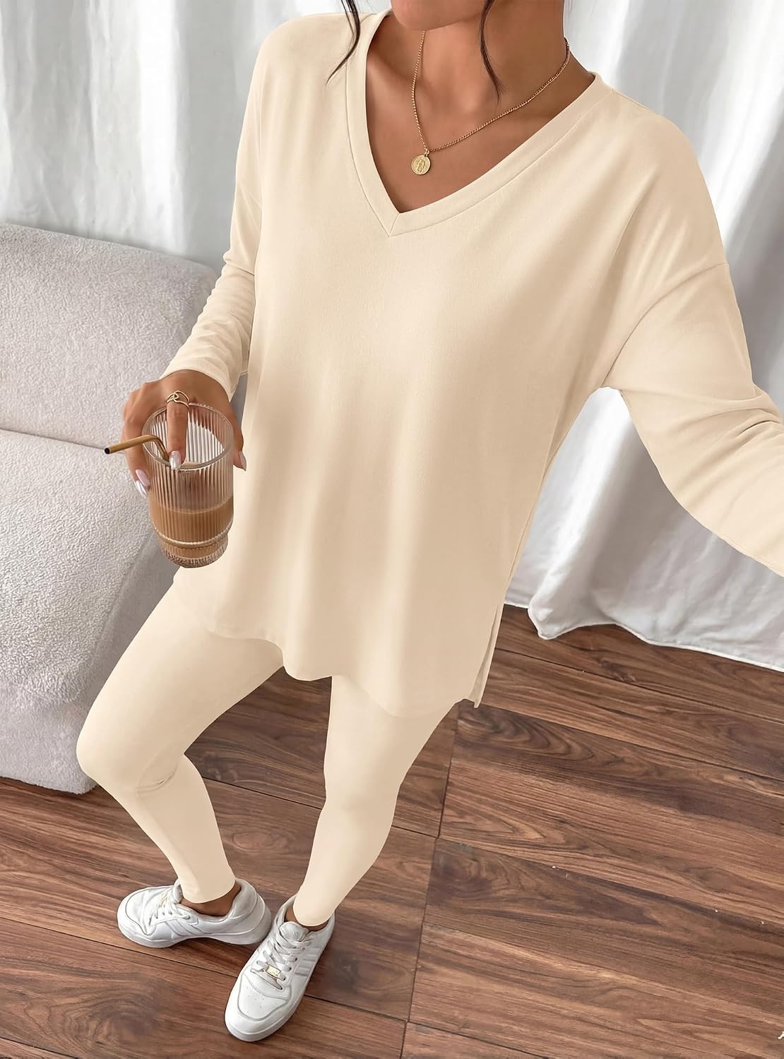 image:imageBTFBM Women 2 Piece Lounge Set Airport Travel OutfitsBeige