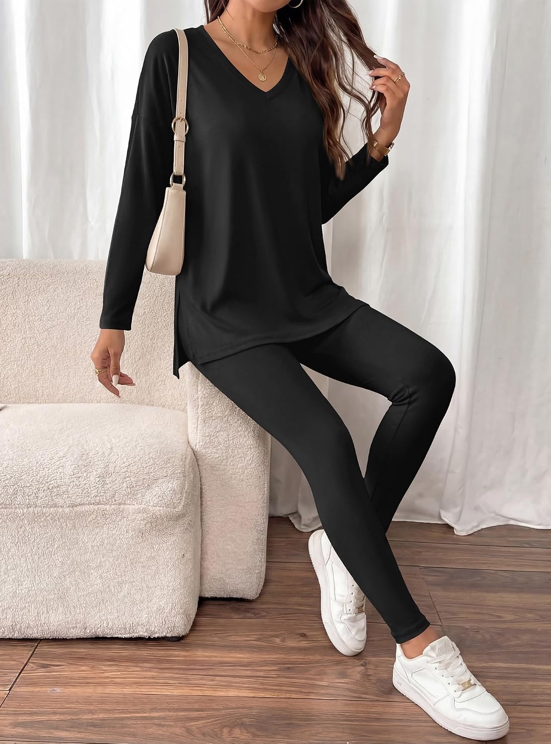 image:imageBTFBM Women 2 Piece Lounge Set Airport Travel OutfitsBlack