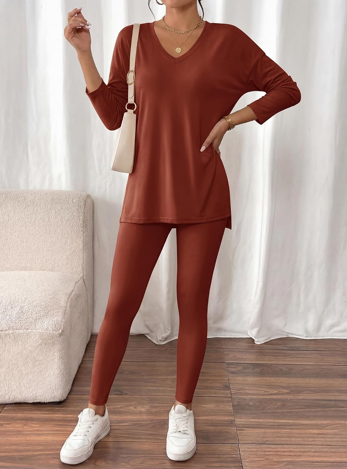 image:imageBTFBM Women 2 Piece Lounge Set Airport Travel OutfitsBrown
