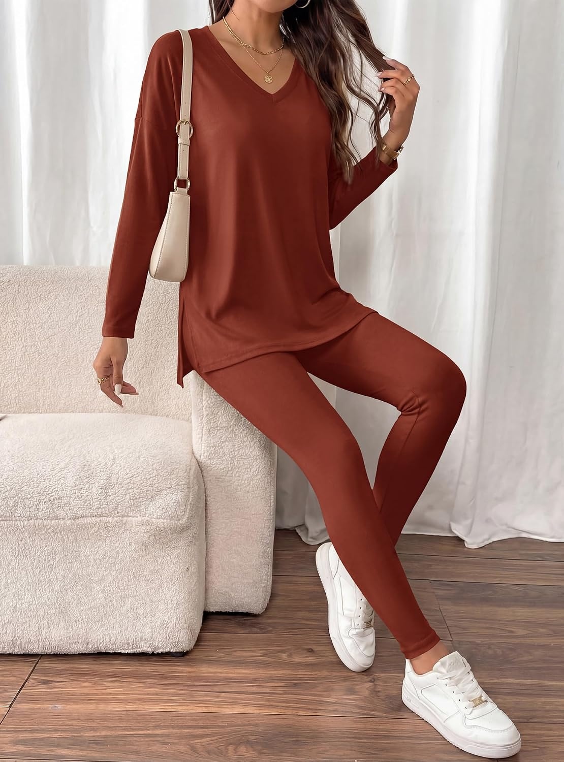 image:imageBTFBM Women 2 Piece Lounge Set Airport Travel OutfitsBrown