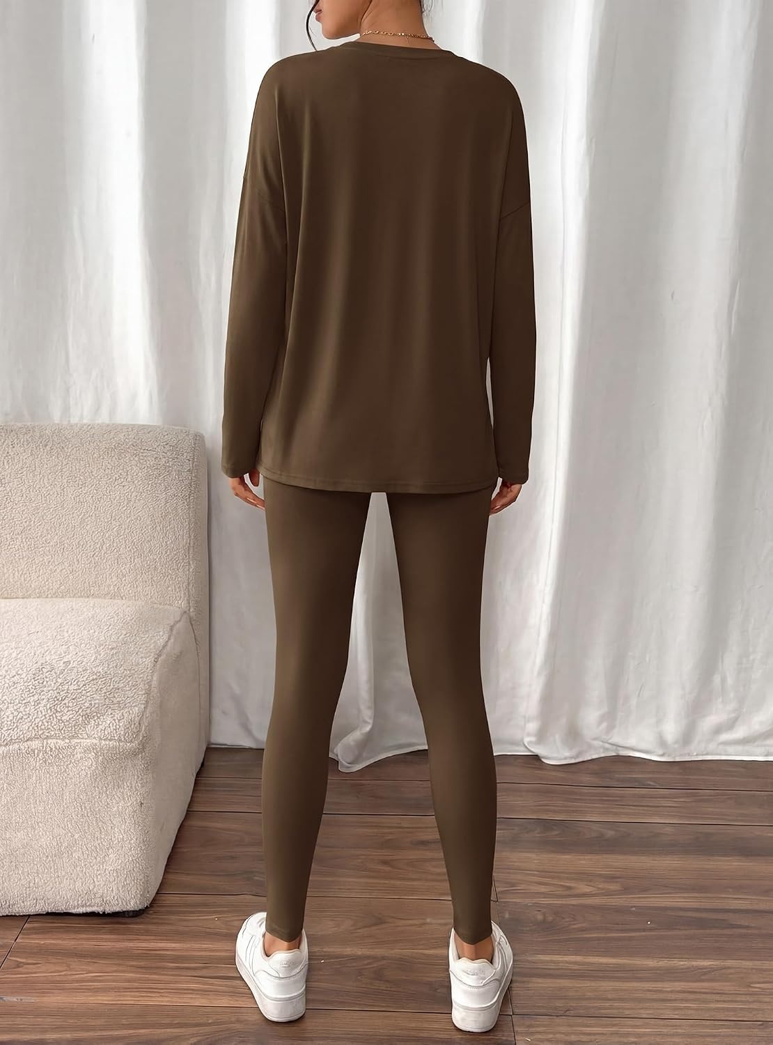 image:imageBTFBM Women 2 Piece Lounge Set Airport Travel OutfitsDark Brown