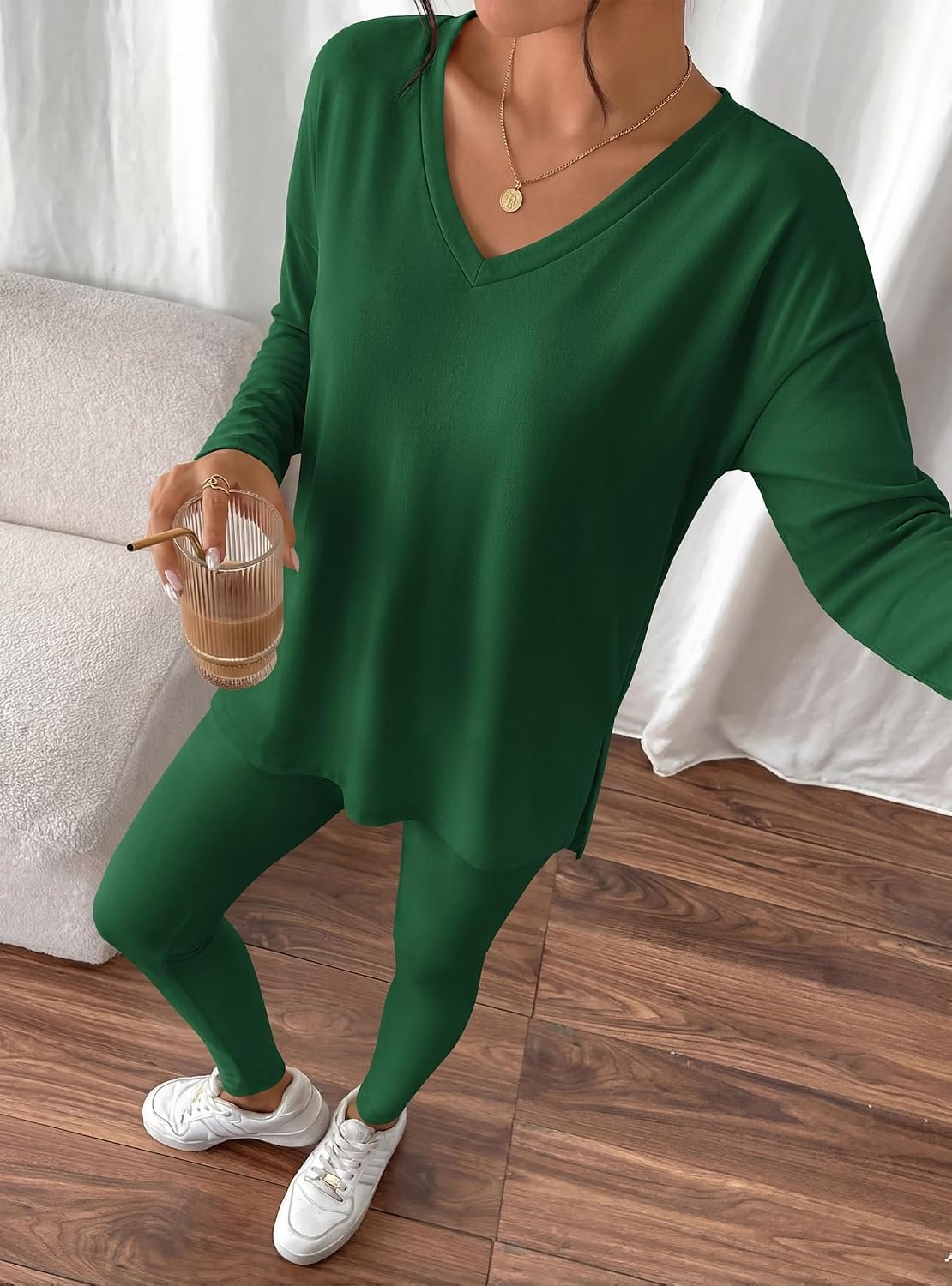 image:imageBTFBM Women 2 Piece Lounge Set Airport Travel OutfitsDark Green