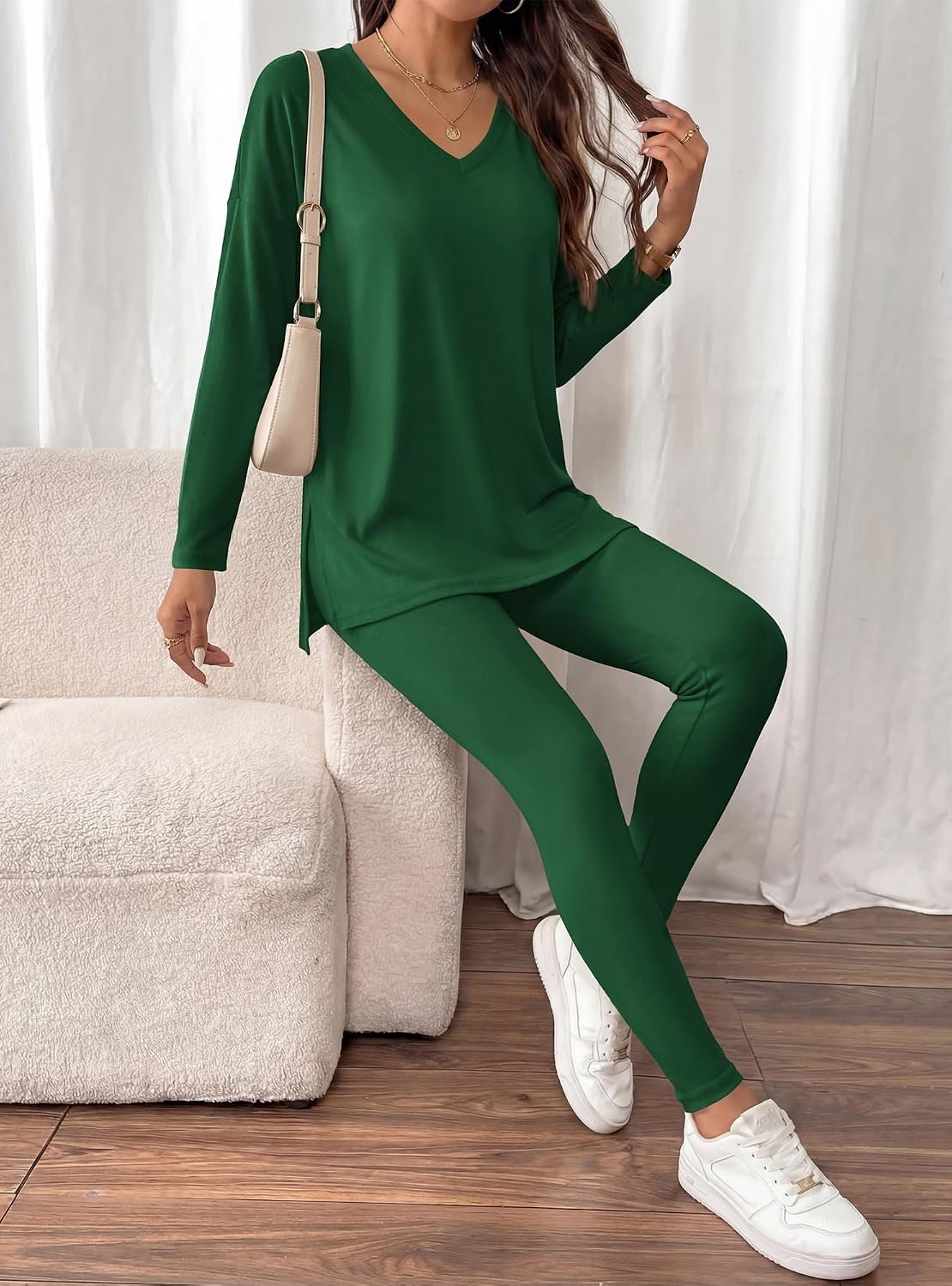 image:imageBTFBM Women 2 Piece Lounge Set Airport Travel OutfitsDark Green