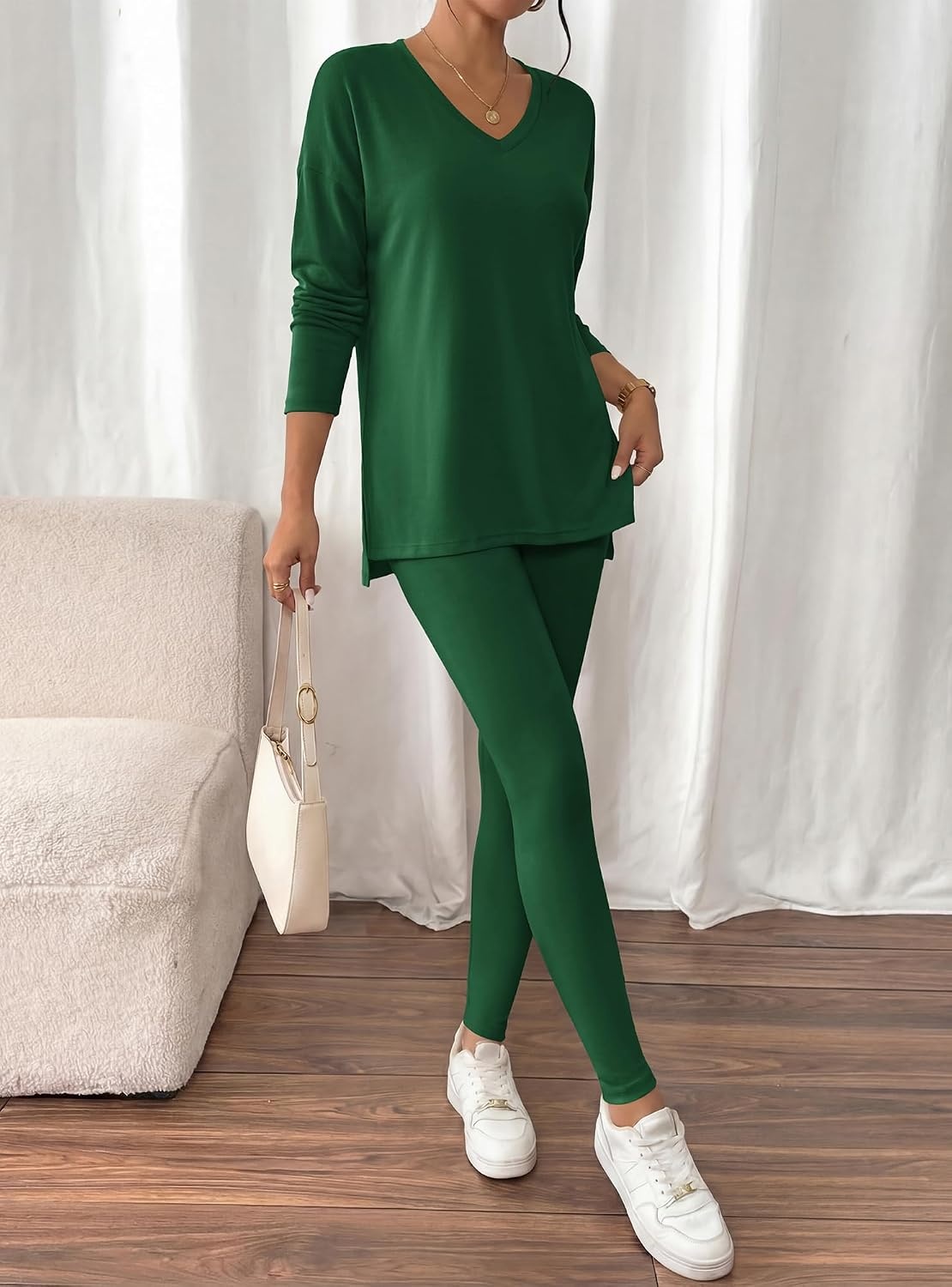 image:imageBTFBM Women 2 Piece Lounge Set Airport Travel OutfitsDark Green
