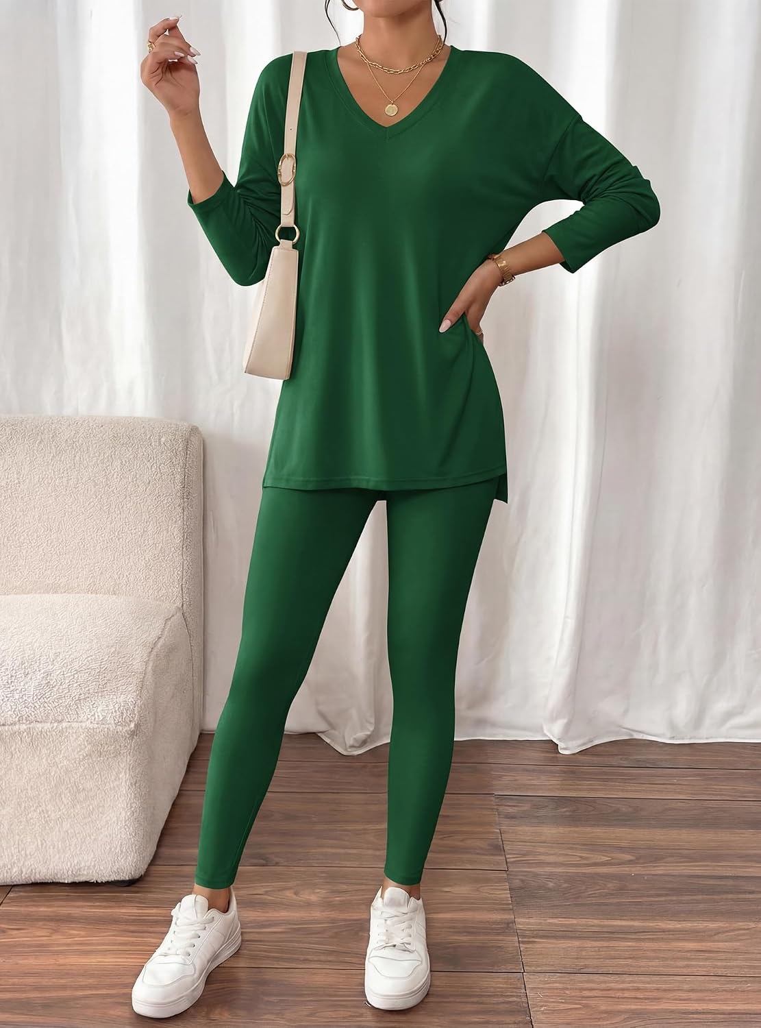 image:imageBTFBM Women 2 Piece Lounge Set Airport Travel OutfitsDark Green
