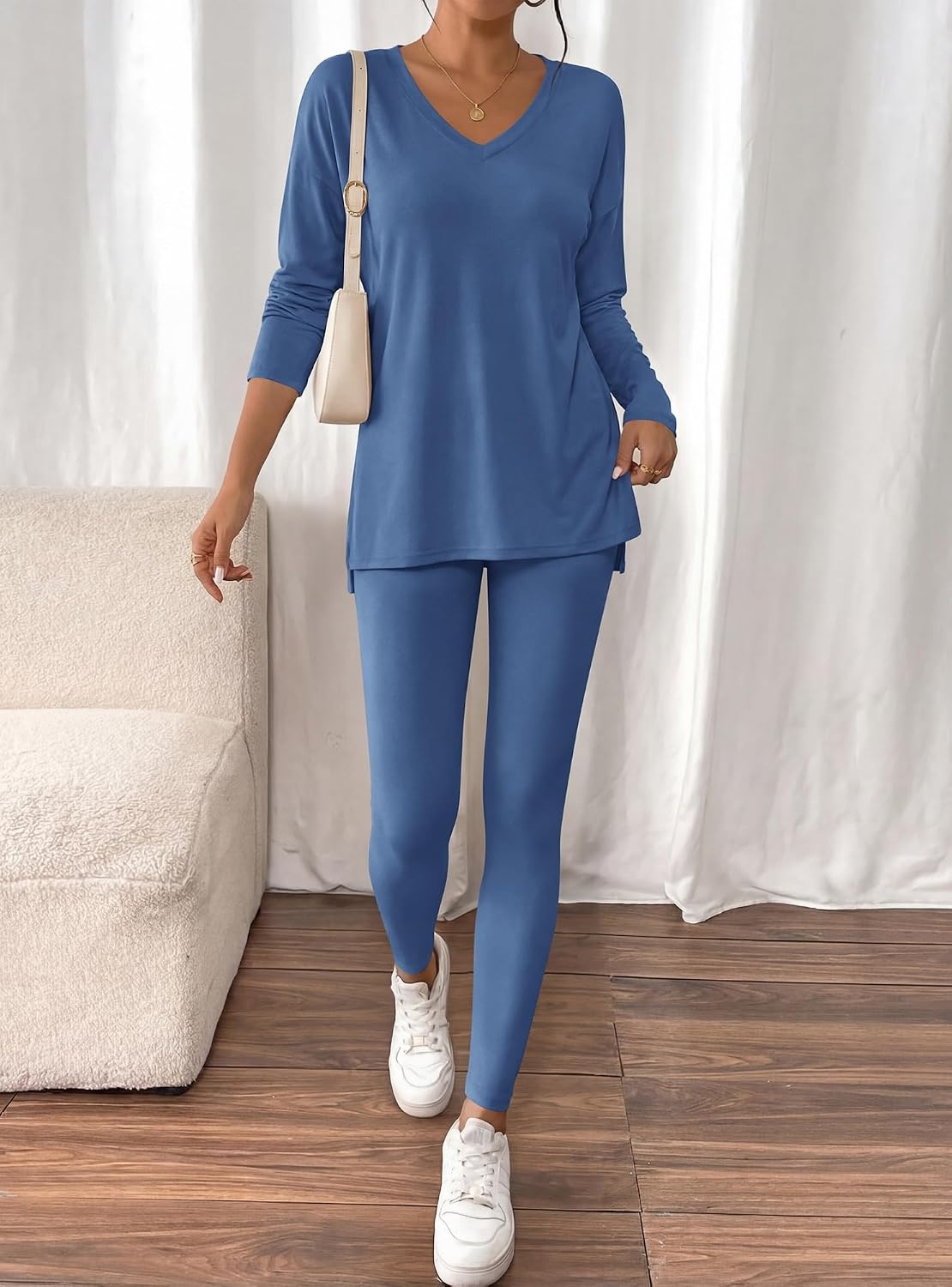 image:imageBTFBM Women 2 Piece Lounge Set Airport Travel OutfitsDusty Blue