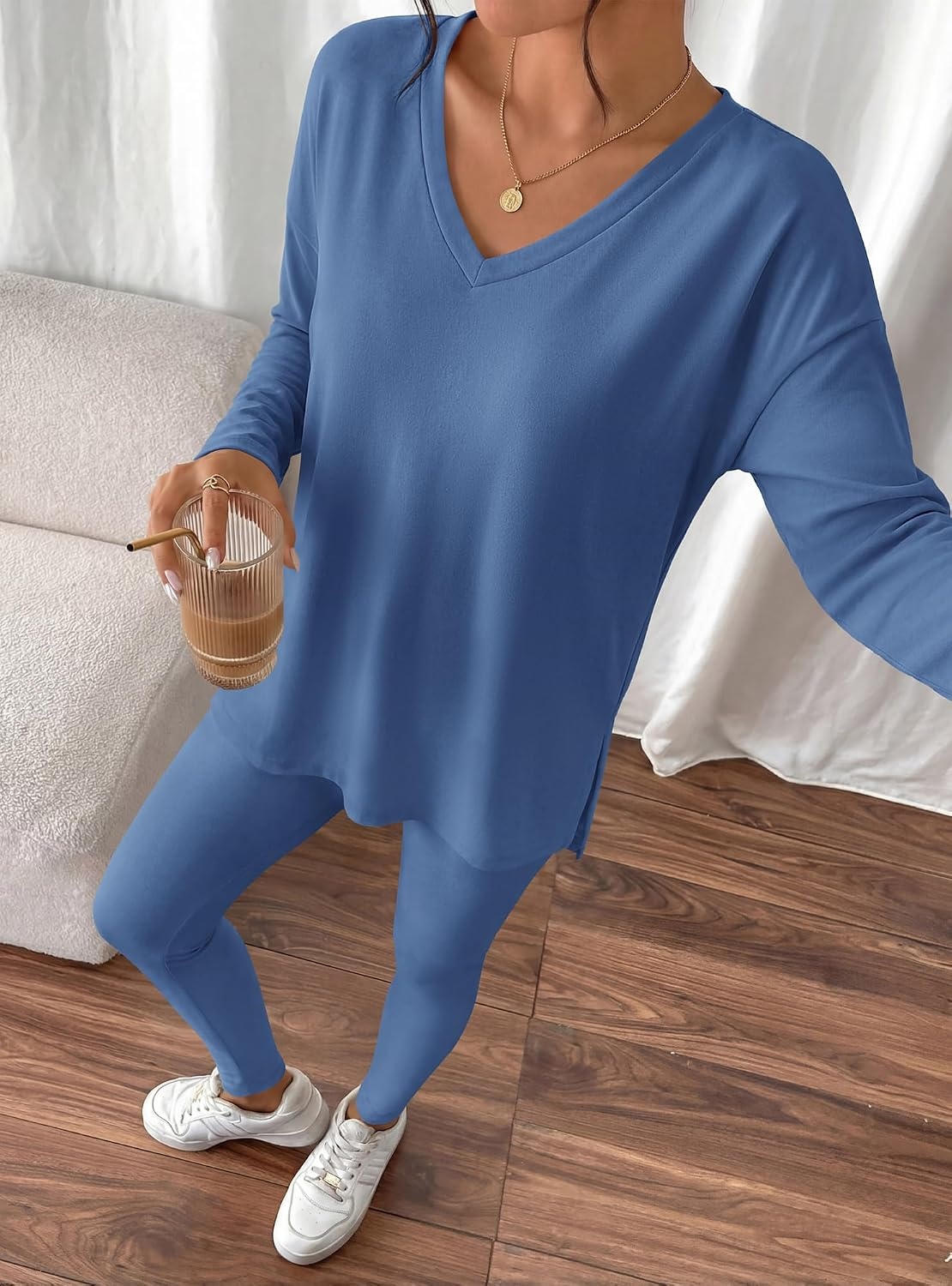 image:imageBTFBM Women 2 Piece Lounge Set Airport Travel OutfitsDusty Blue