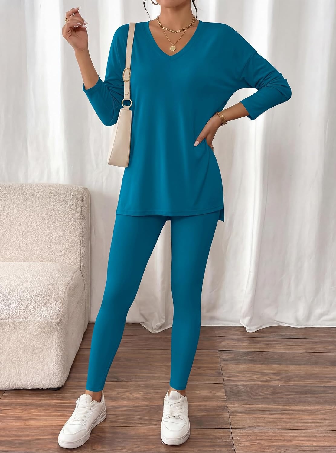 image:imageBTFBM Women 2 Piece Lounge Set Airport Travel OutfitsMalachite Green