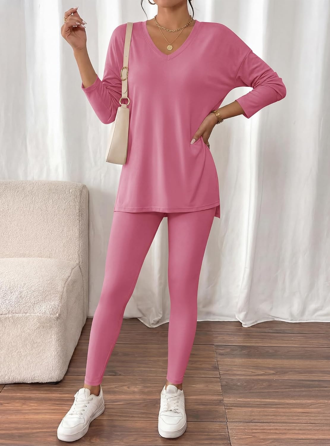 image:imageBTFBM Women 2 Piece Lounge Set Airport Travel OutfitsPink