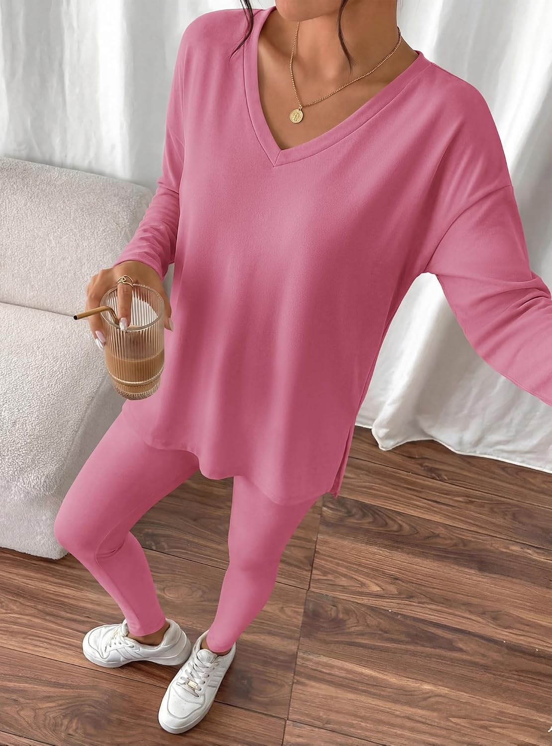 image:imageBTFBM Women 2 Piece Lounge Set Airport Travel OutfitsPink