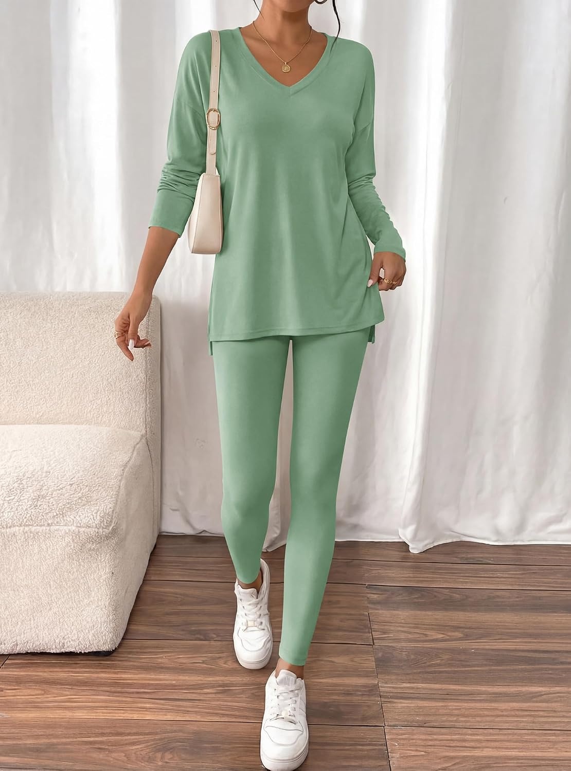 image:imageBTFBM Women 2 Piece Lounge Set Airport Travel OutfitsSage Green