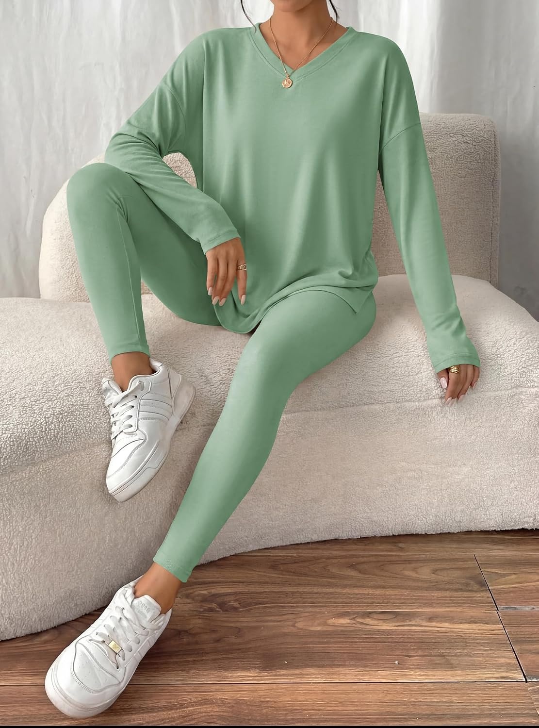 image:imageBTFBM Women 2 Piece Lounge Set Airport Travel OutfitsSage Green
