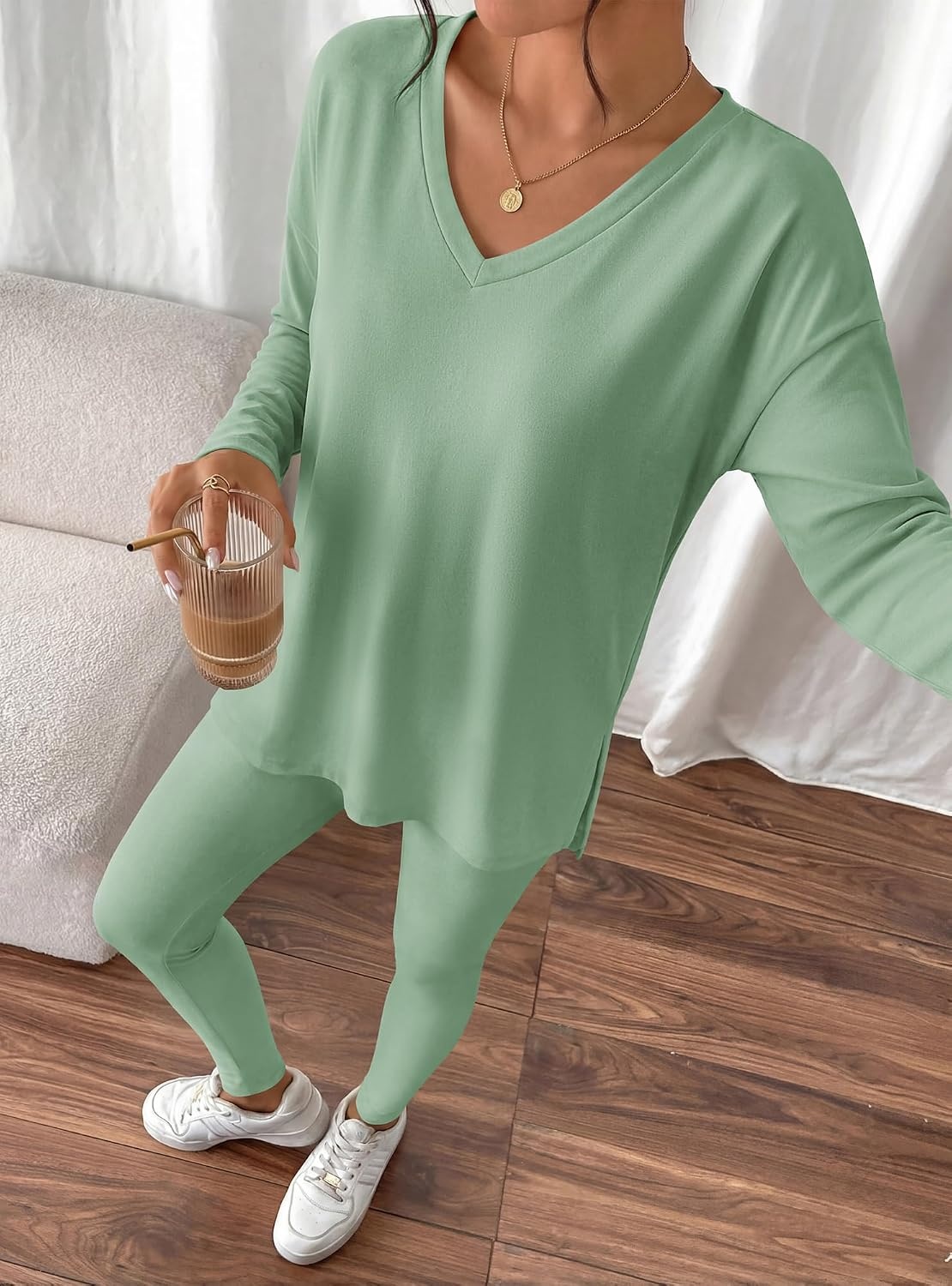 image:imageBTFBM Women 2 Piece Lounge Set Airport Travel OutfitsSage Green