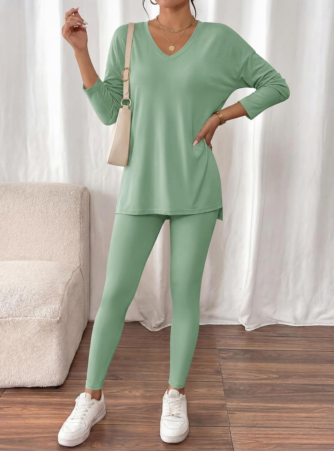 image:imageBTFBM Women 2 Piece Lounge Set Airport Travel OutfitsSage Green