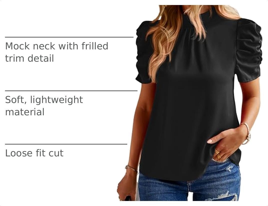 image:imageBTFBM Women Blouses High Neck Boho Floral TopsSolid Black