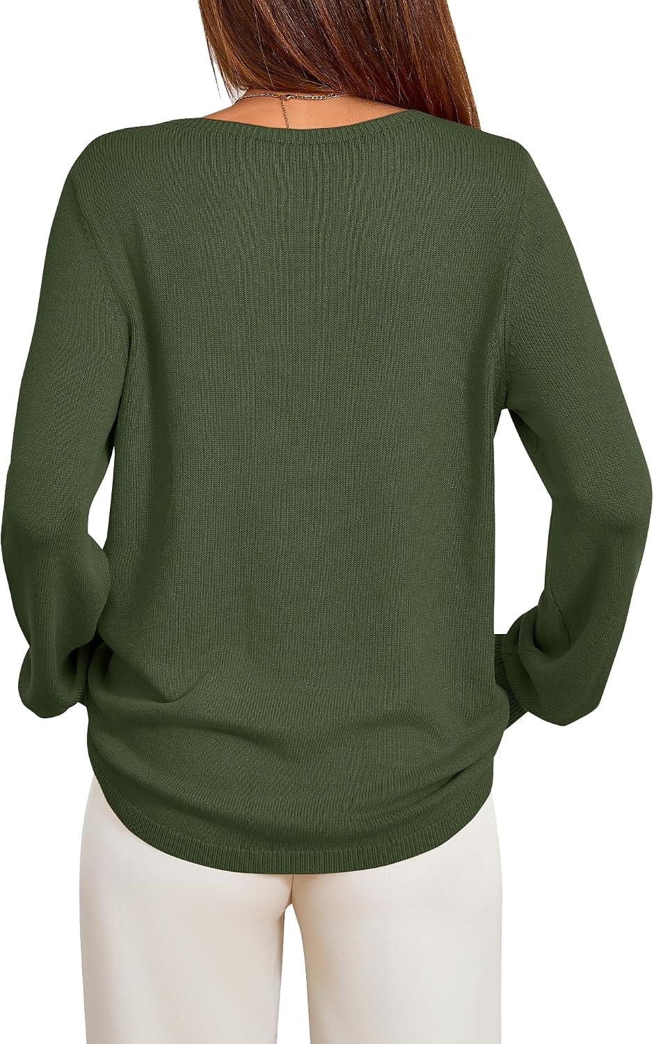 image:imageBTFBM Womens Long Sleeve Sweaters Crew Neck Basic TopsArmy Green