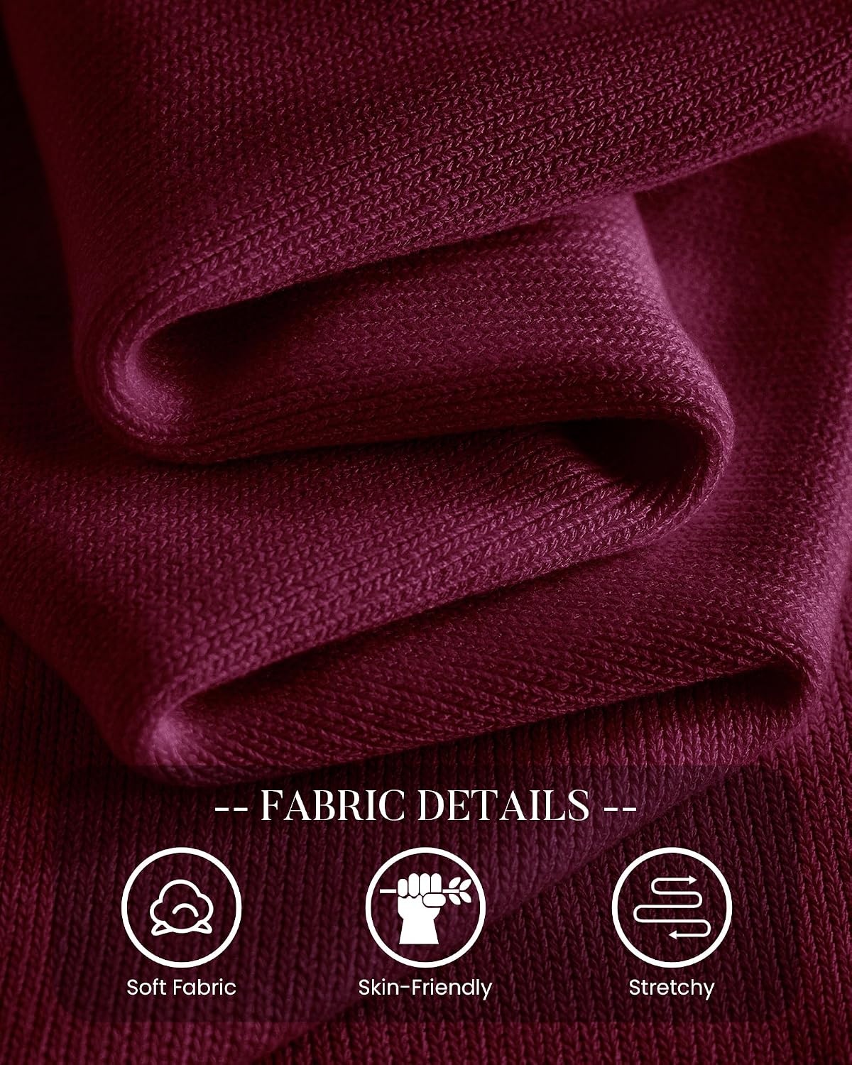 image:imageBTFBM Womens Long Sleeve Sweaters Crew Neck Basic TopsBurgundy