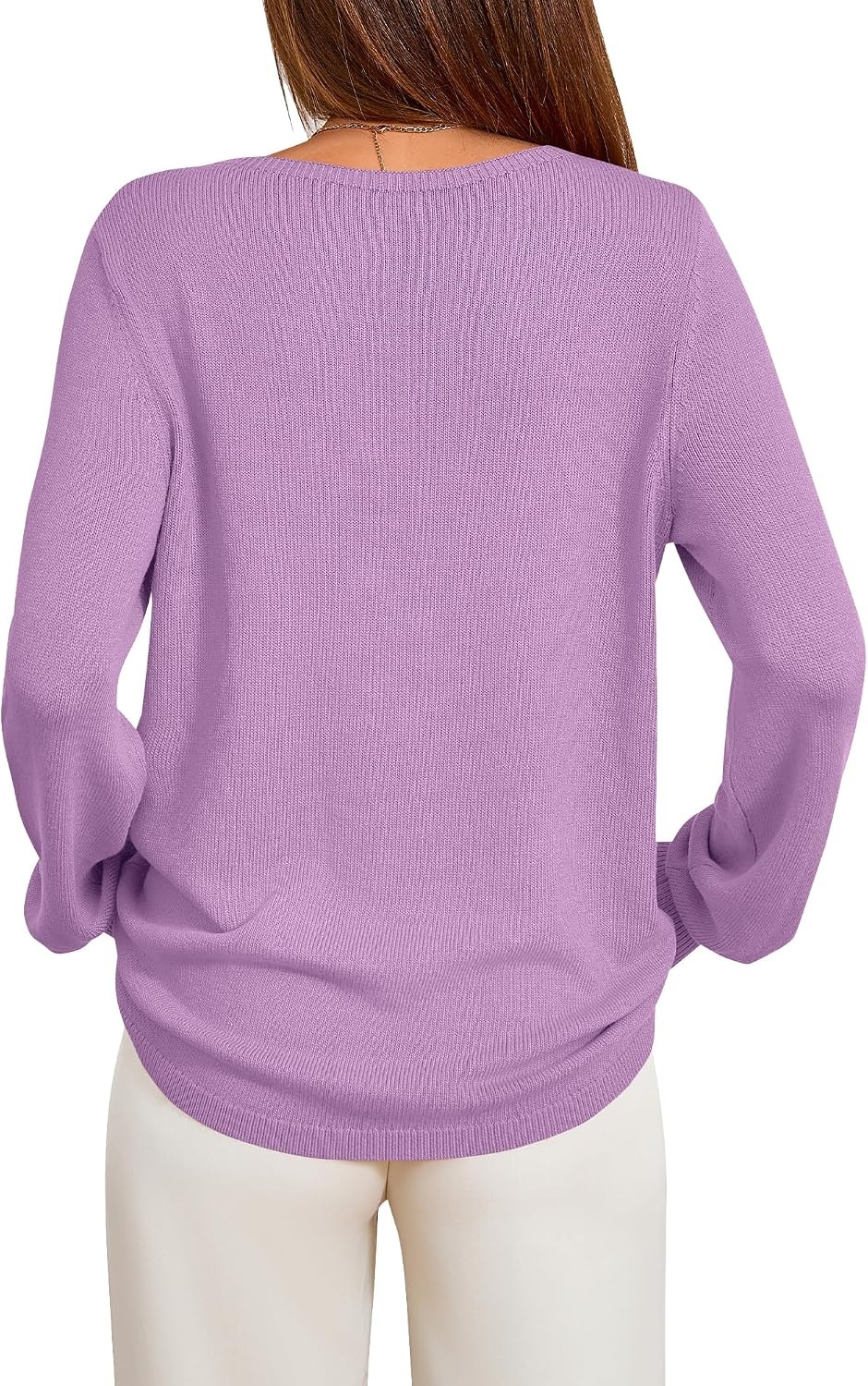 image:imageBTFBM Womens Long Sleeve Sweaters Crew Neck Basic TopsPurple