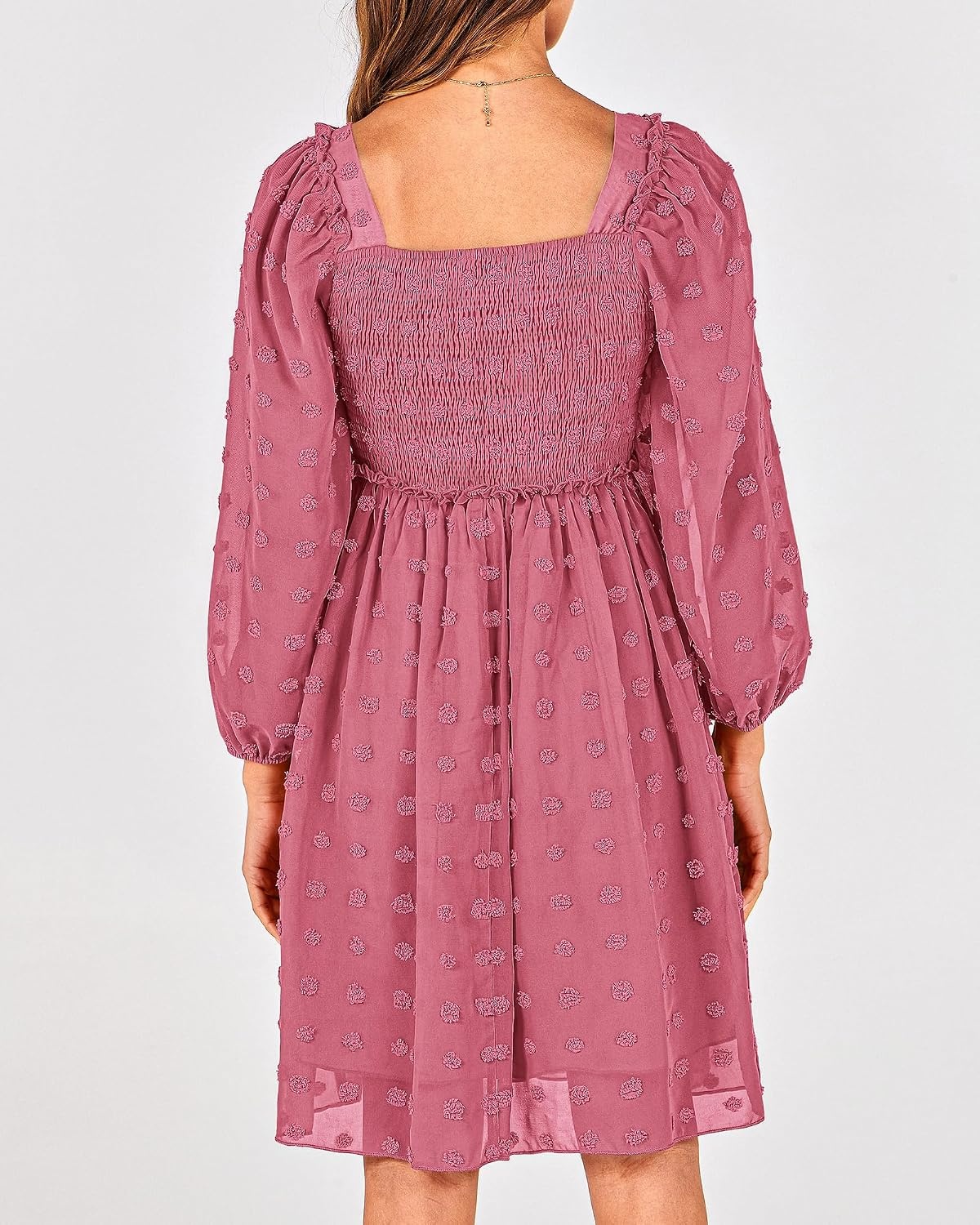 image:imageBTFBM Womens Mini Smocked Wedding Guest DressBean Paste Red
