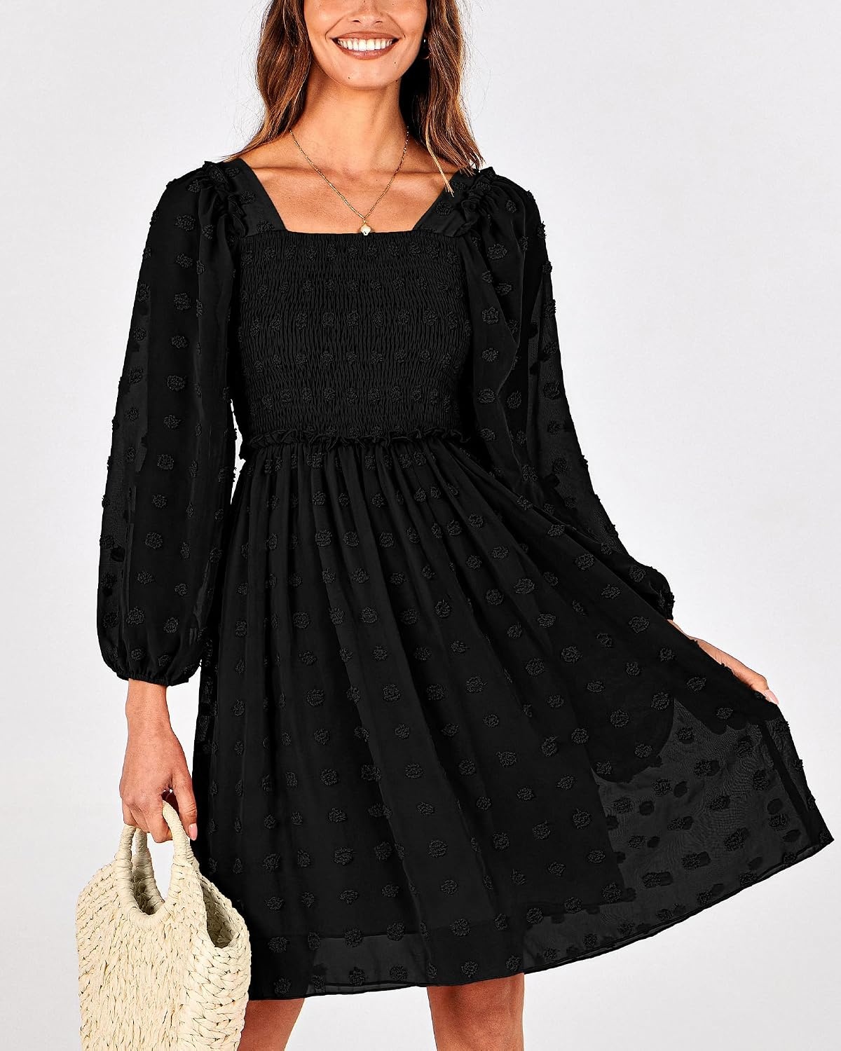 image:imageBTFBM Womens Mini Smocked Wedding Guest DressBlack