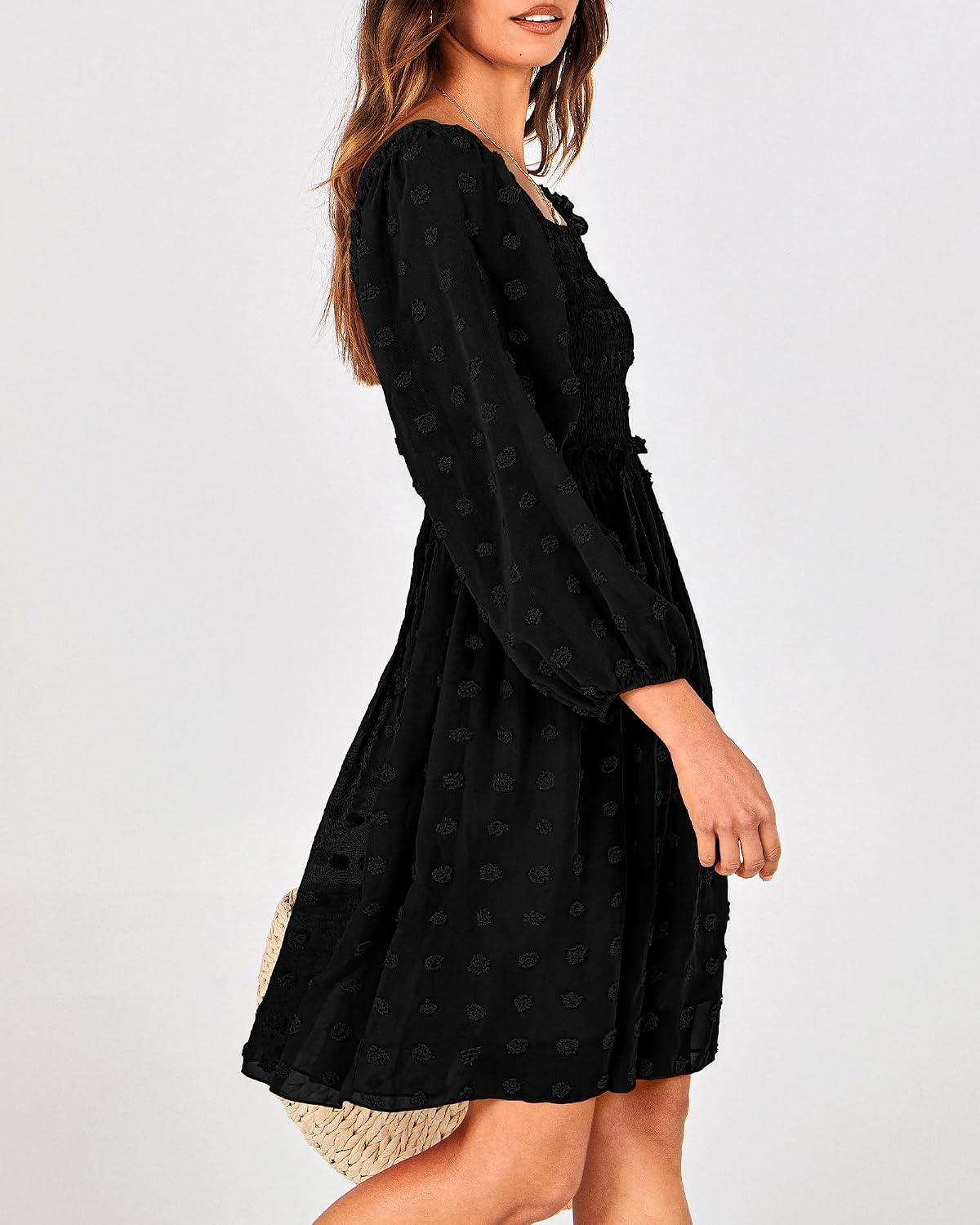 image:imageBTFBM Womens Mini Smocked Wedding Guest DressBlack