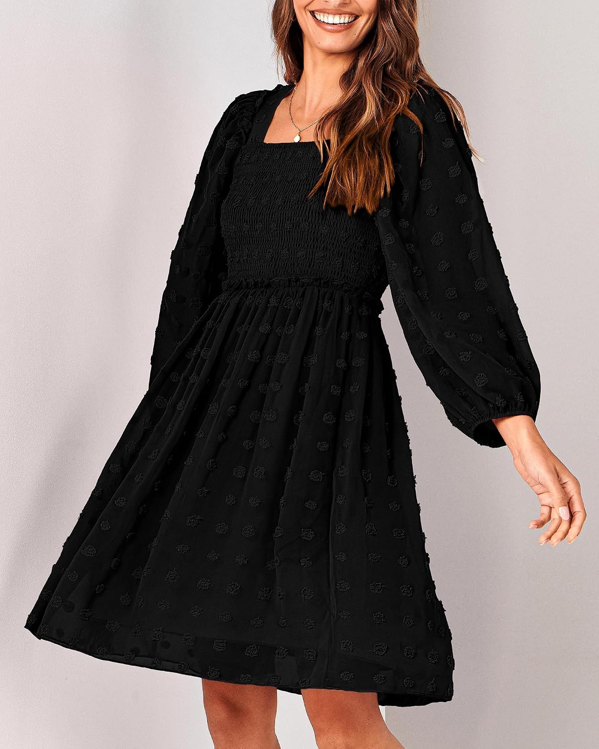 image:imageBTFBM Womens Mini Smocked Wedding Guest DressBlack