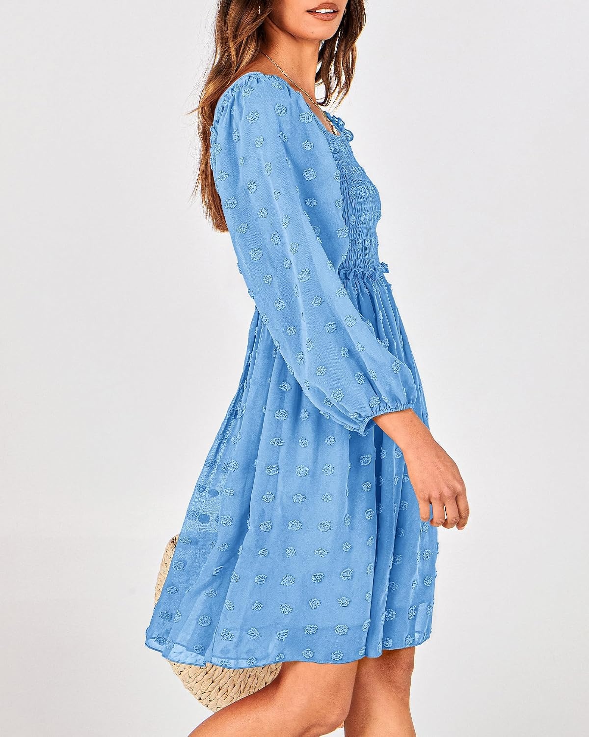 image:imageBTFBM Womens Mini Smocked Wedding Guest DressBlue
