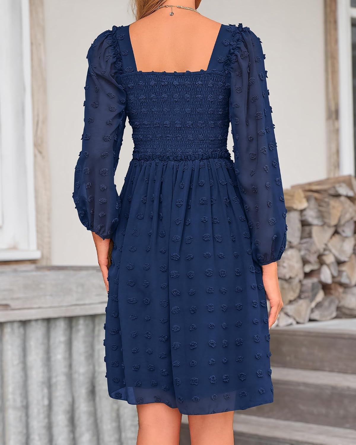 image:imageBTFBM Womens Mini Smocked Wedding Guest DressNavy