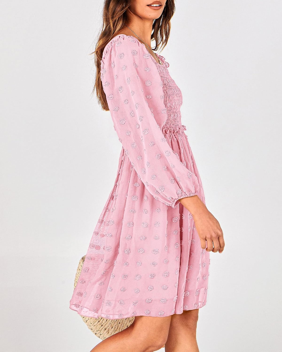 image:imageBTFBM Womens Mini Smocked Wedding Guest DressPink
