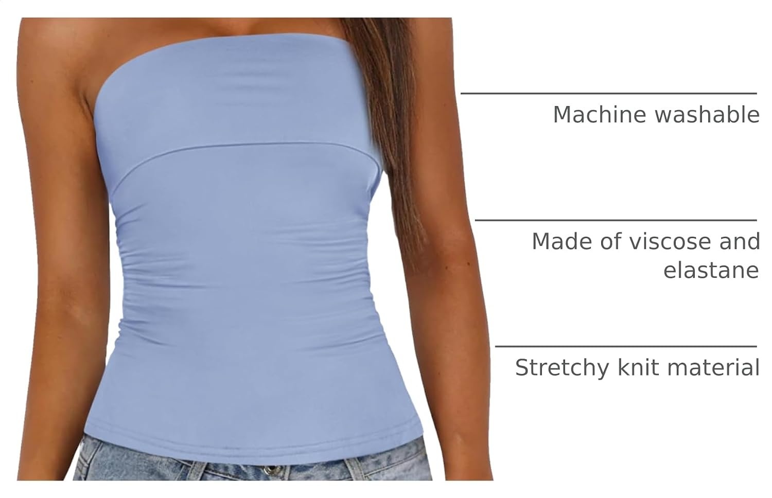 image:imageBTFBM Womens Strapless Tube Tops Spring Summer Outfits 2026Light Blue