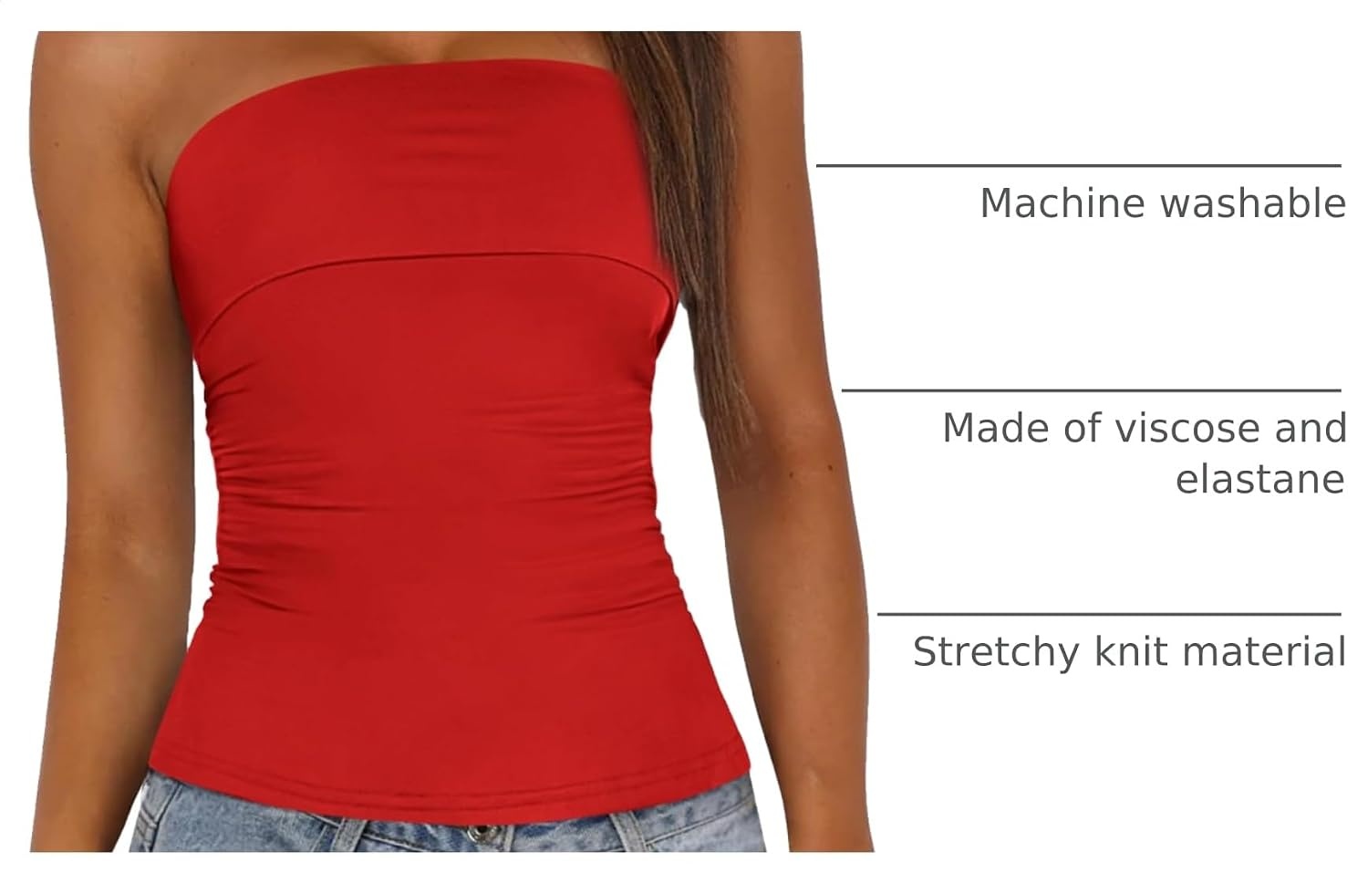 image:imageBTFBM Womens Strapless Tube Tops Spring Summer Outfits 2026Red