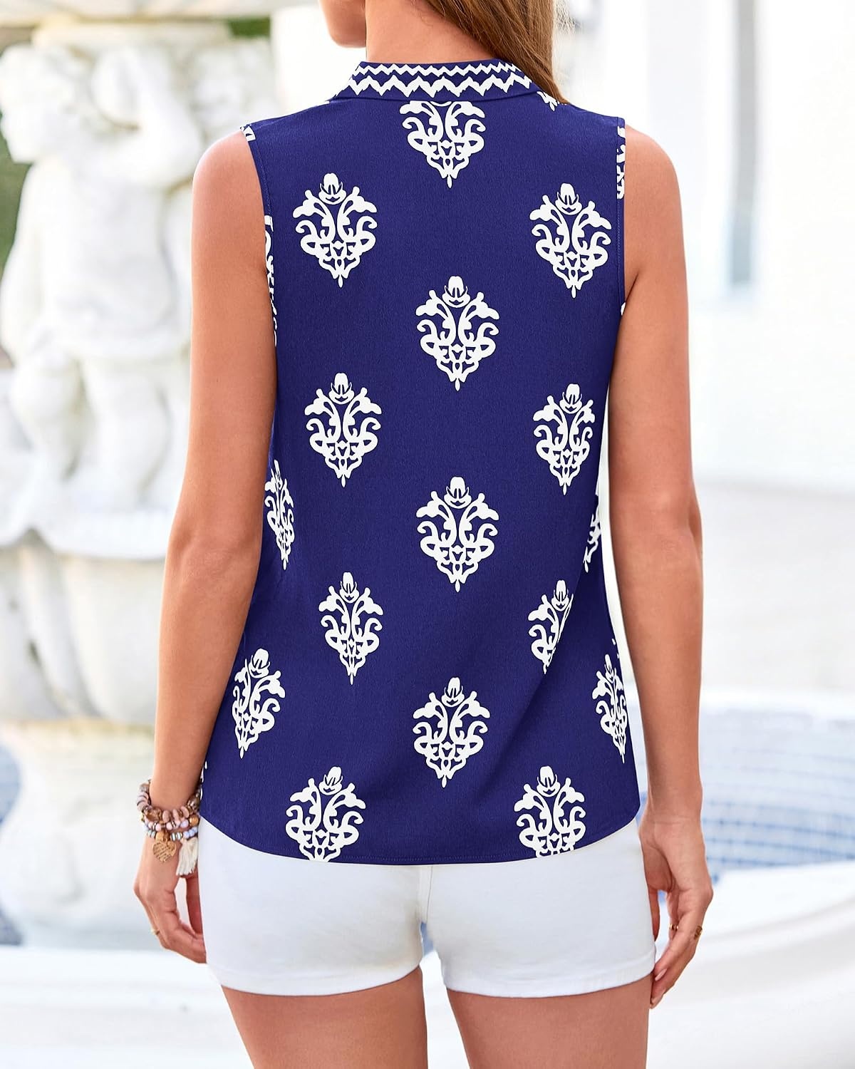 image:imageBTFBM Womens Tank Tops Floral Printed V Neck Sleeveless TopRoyal Blue
